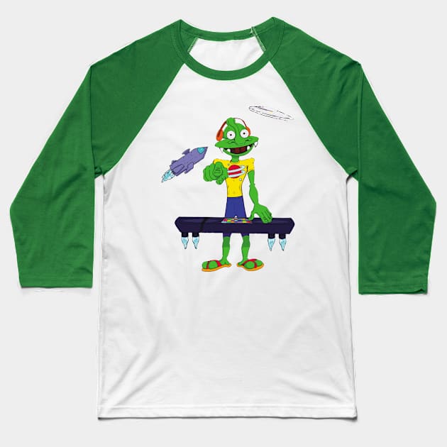 Alien DJ Baseball T-Shirt by Stick em Up